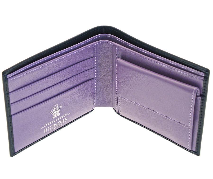 Ettinger Sterling Billfold with 3 Credit Card Slots and Coin Purse, Purple Leather Wallet Ettinger 