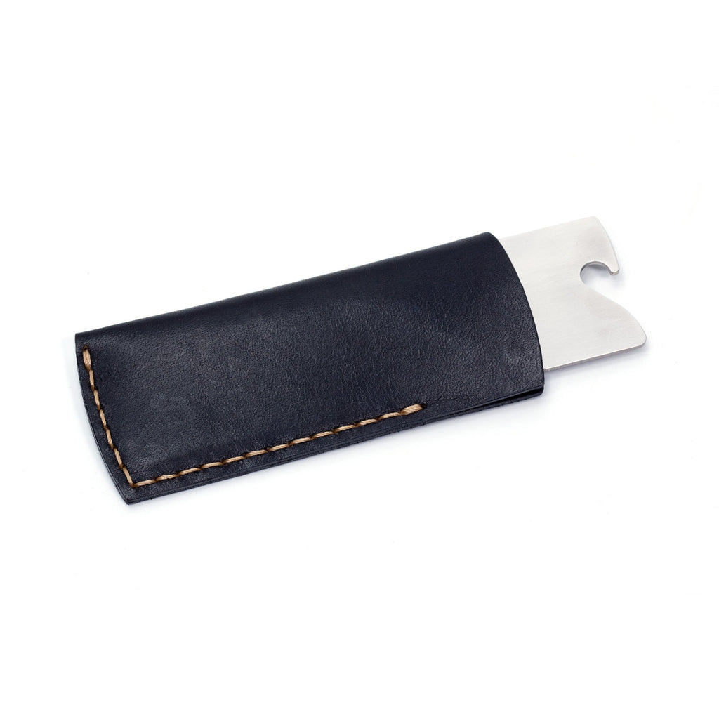 Ezra Arthur Beard Comb with Leather Case Beard Comb Ezra Arthur Jet Black Top Stitch 