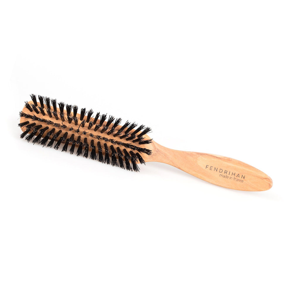 5 Row Olivewood Hairbrush with Boar Bristles - Made in Germany