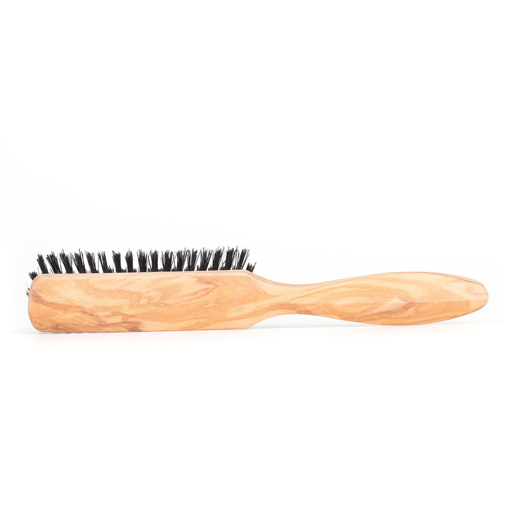 5 Row Olivewood Hairbrush with Boar Bristles - Made in Germany