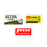 30pc Razor Blade Sampler: Fresh, Feather and Astra Platinum Razor Blades Fendrihan 