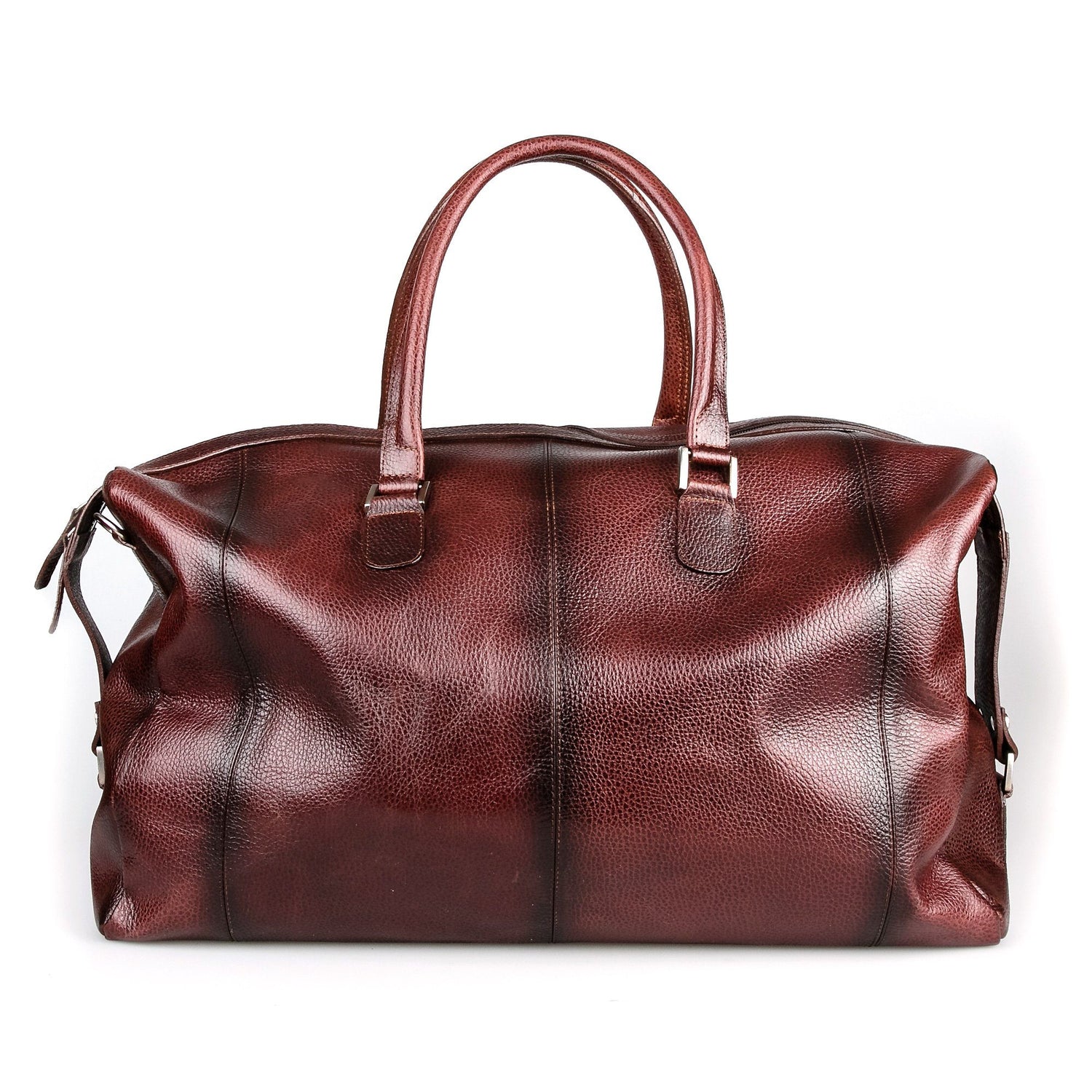 Fendrihan Pebbled Leather Travel Bag, Brandy Leather Bag Fendrihan 