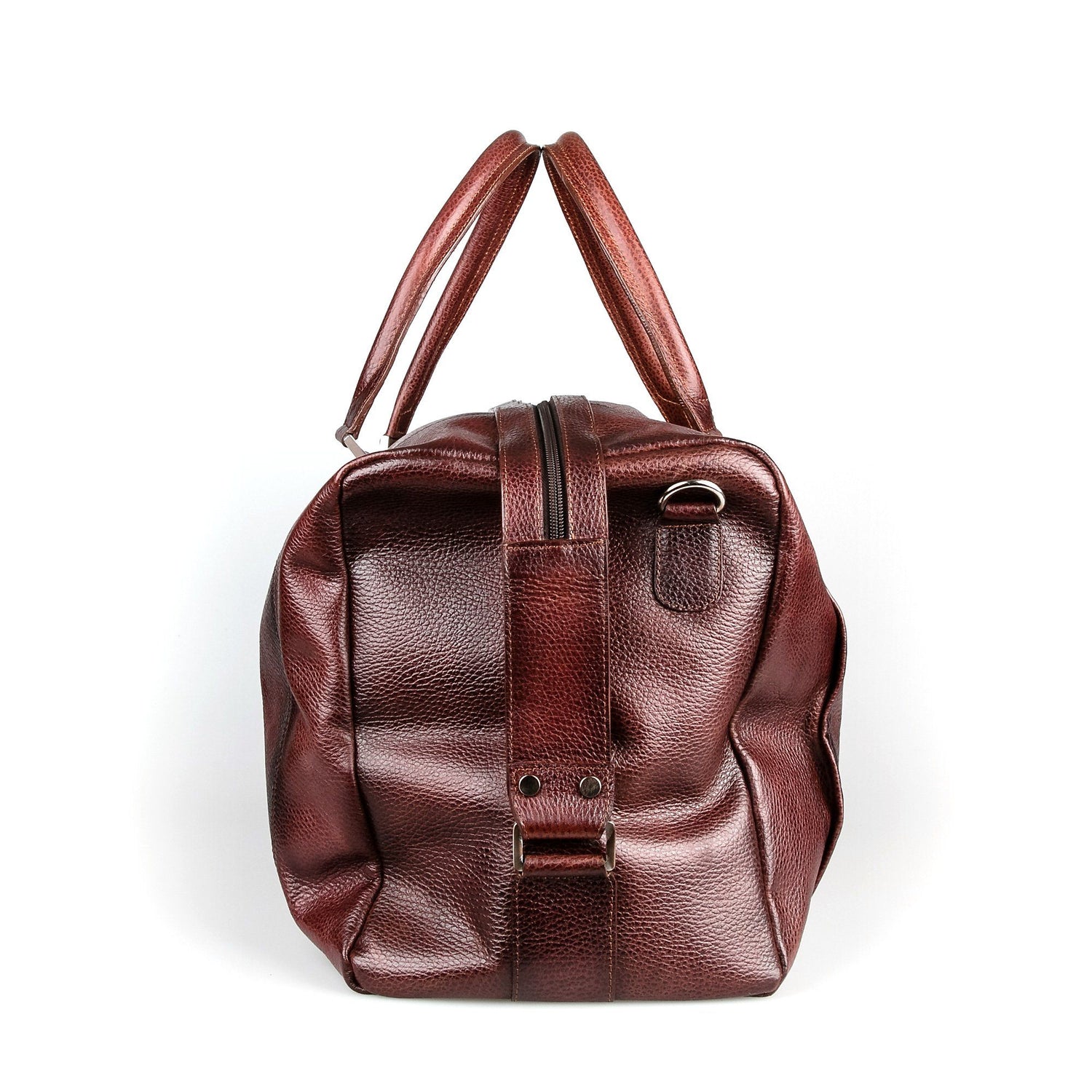 Fendrihan Pebbled Leather Travel Bag, Brandy Leather Bag Fendrihan 
