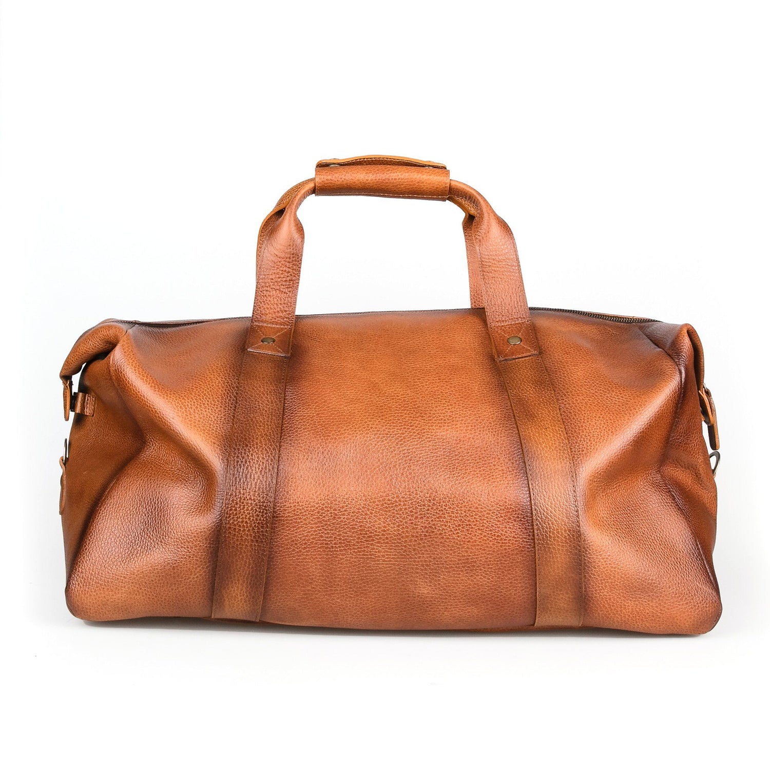 Fendrihan Pebbled Leather Travel Bag, Cognac Leather Bag Fendrihan 