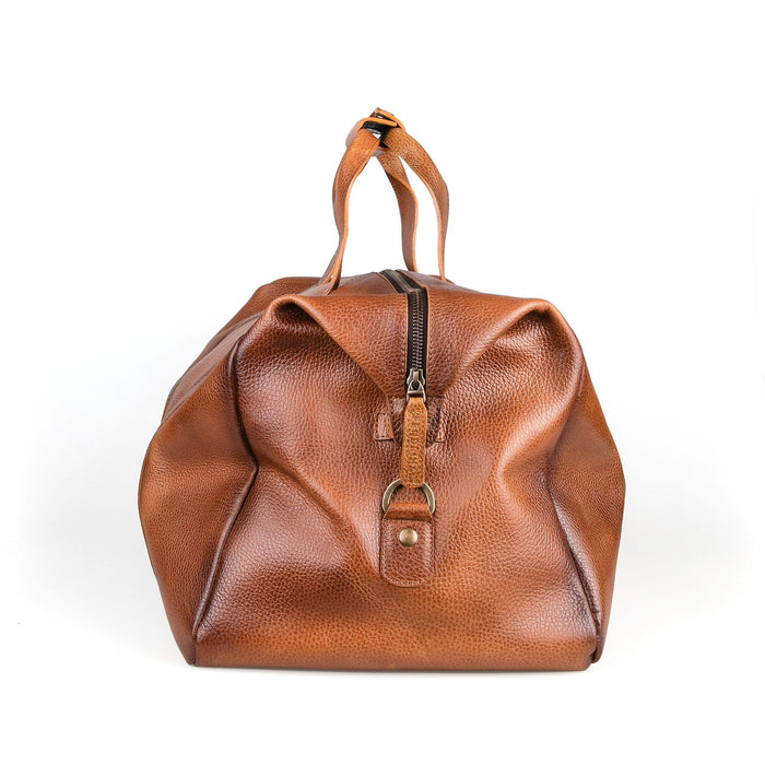 Fendrihan Pebbled Leather Travel Bag, Cognac Leather Bag Fendrihan 