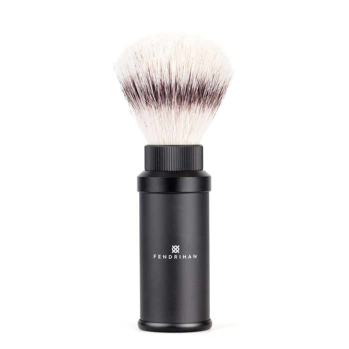 Fendrihan Black Anodized Aluminum Travel Shaving Brush, Silvertip Fibre Synthetic Bristles Shaving Brush Fendrihan 