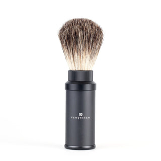 Fendrihan Black Anodized Aluminum Travel Shaving Brush, Pure Badger Badger Bristles Shaving Brush Fendrihan 