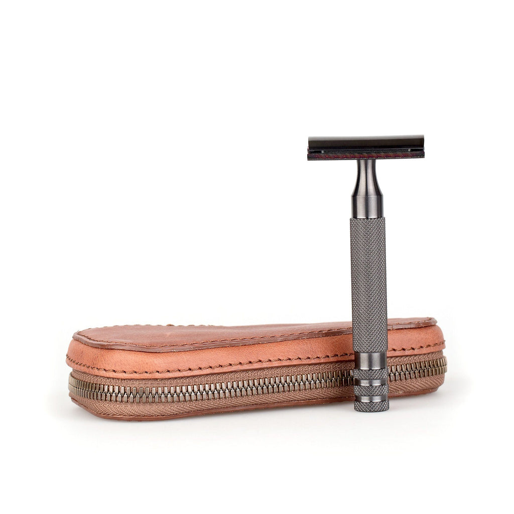 Fendrihan Leather Zip Safety Razor Case by Ruitertassen and Fendrihan Stainless Steel Razor, Save $10 Leather Razor Case Fendrihan Scientist Mk II PVD Coated 