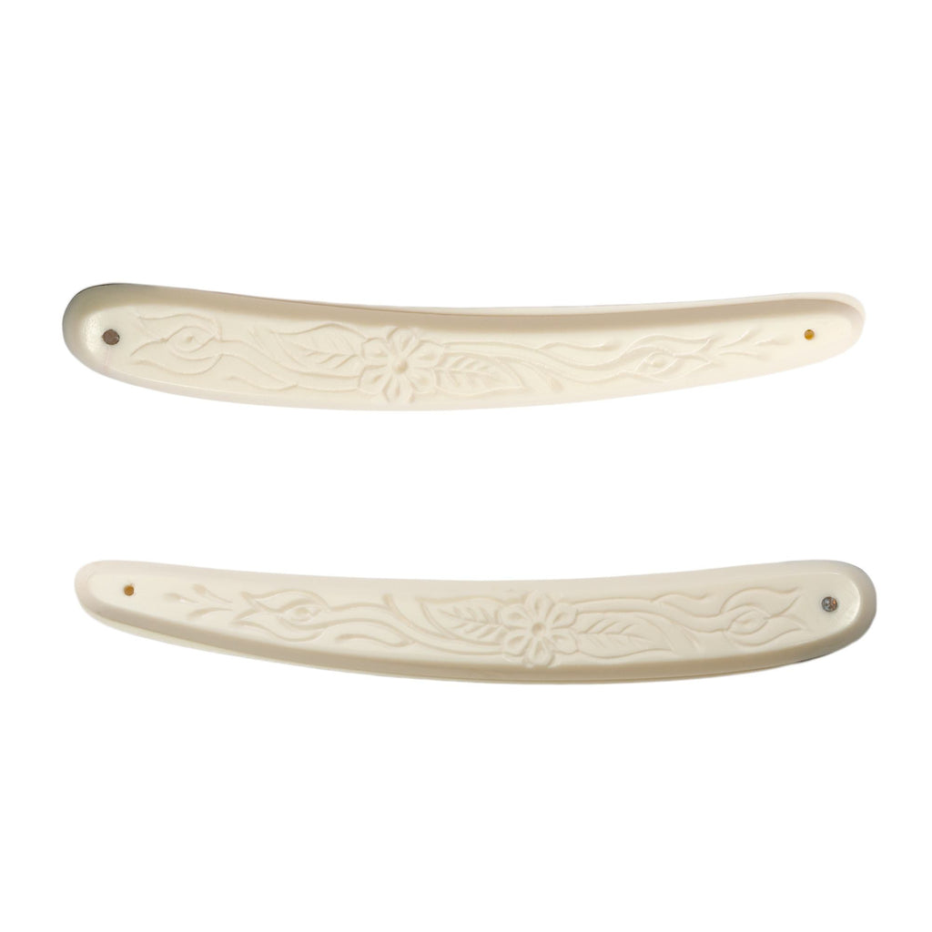 Fendrihan Resin Straight Razor Scales, Ivory Straight Razor Scales Fendrihan Mixed Flower Motif 