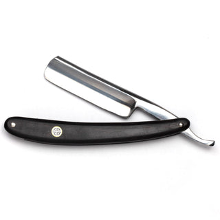 Gold Dollar P80 Round Point Straight Razor 6/8", Ebony Wood Handle Straight Razor Gold Dollar 