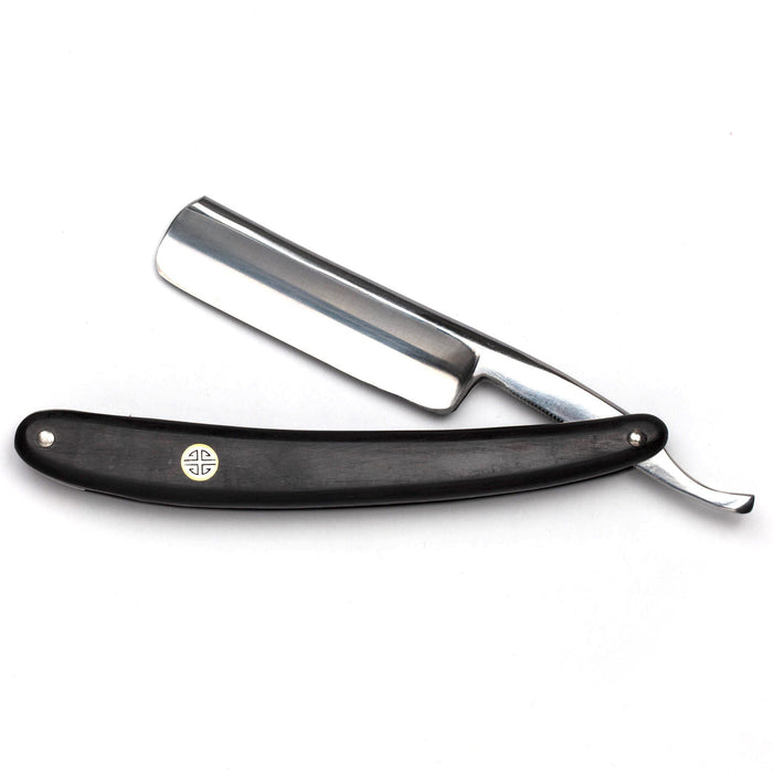 Gold Dollar P80 Round Point Straight Razor 6/8", Ebony Wood Handle Straight Razor Gold Dollar 