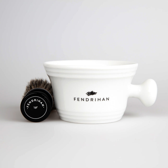 Fendrihan Pure Badger Shaving Brush and Porcelain Shaving Bowl, Save $10 Shaving Kit Fendrihan 