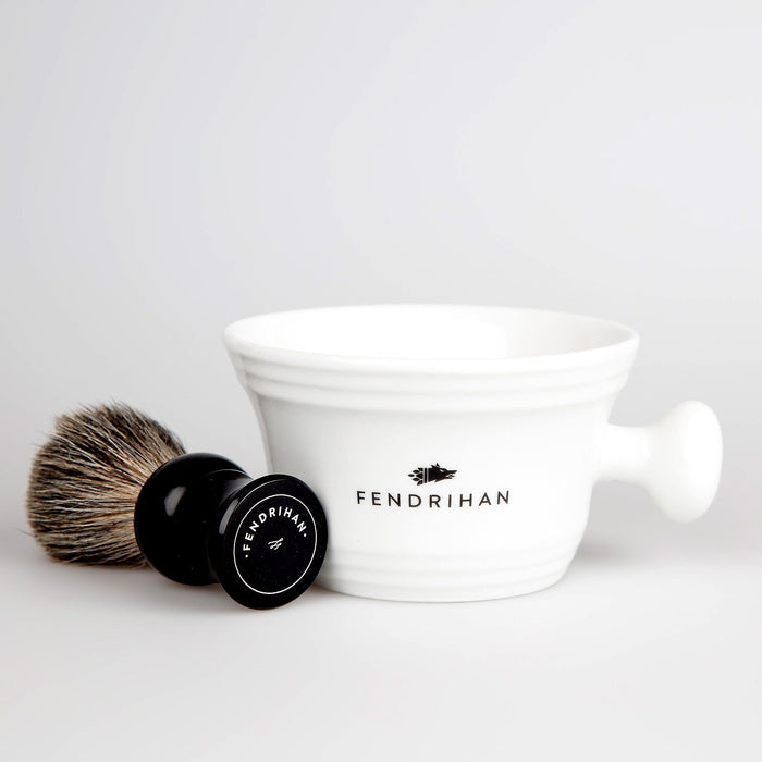 Fendrihan Pure Badger Shaving Brush and Porcelain Shaving Bowl, Save $10 Shaving Kit Fendrihan 