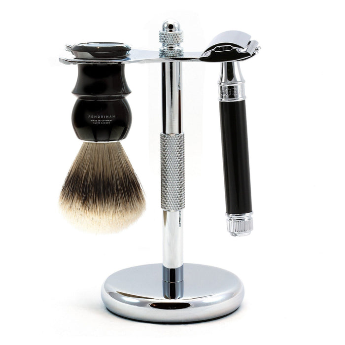 3-Piece Classic Wet-Shaving Set w Edwin Jagger Razor, Save $10 Shaving Kit Fendrihan Ebony 