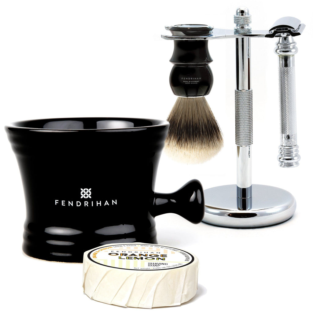 5-Piece Wet Shaving Set with Merkur 38C Razor, Save $40 Shaving Kit Fendrihan Black Coconut & Vanilla 