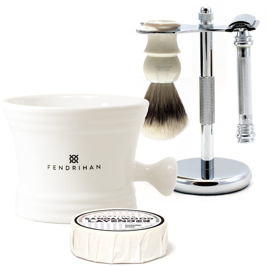 5-Piece Wet Shaving Set with Merkur 38C Razor, Save $40 Shaving Kit Fendrihan Ivory Coconut & Vanilla 