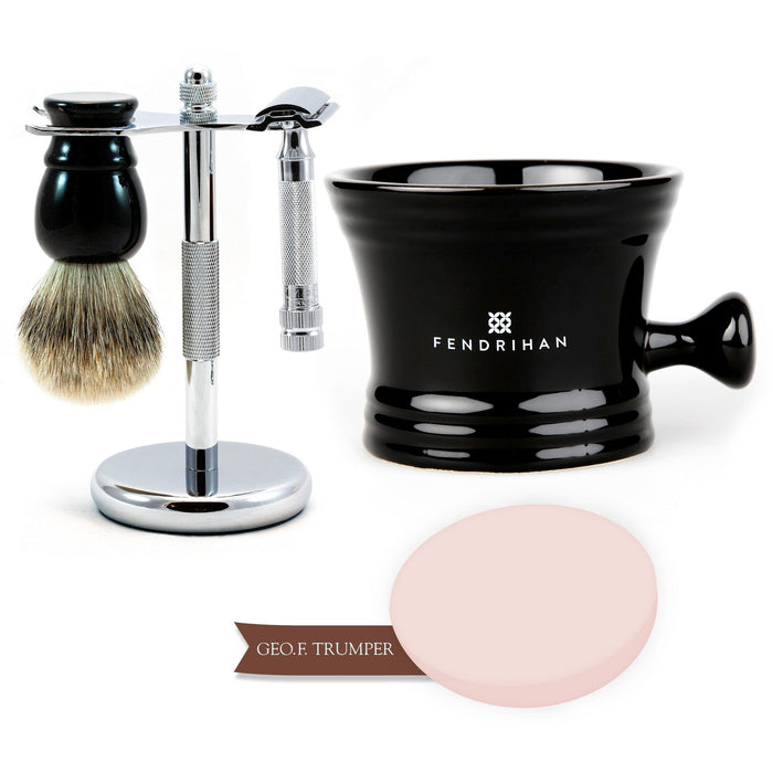 5-Piece Merkur 34C Set with Geo F Trumper Shaving Soap Shaving Kit Fendrihan 