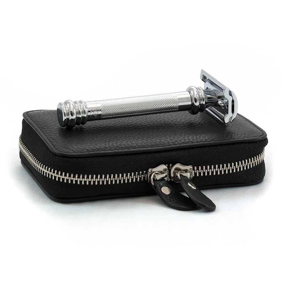 Merkur Safety Razor Set with Pebbled Leather Case, Save $10 Double Edge Safety Razor Merkur 38C 