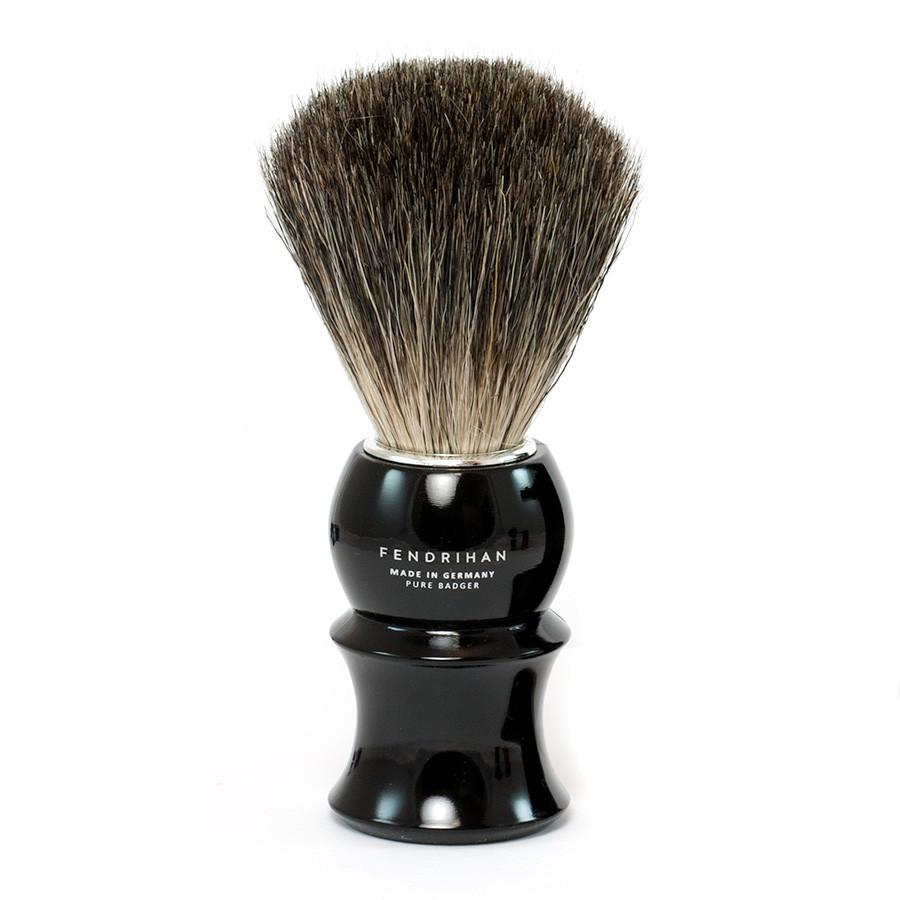 Fendrihan Pure Badger Shaving Brush with Stand, Black Handle Badger Bristles Shaving Brush Fendrihan 