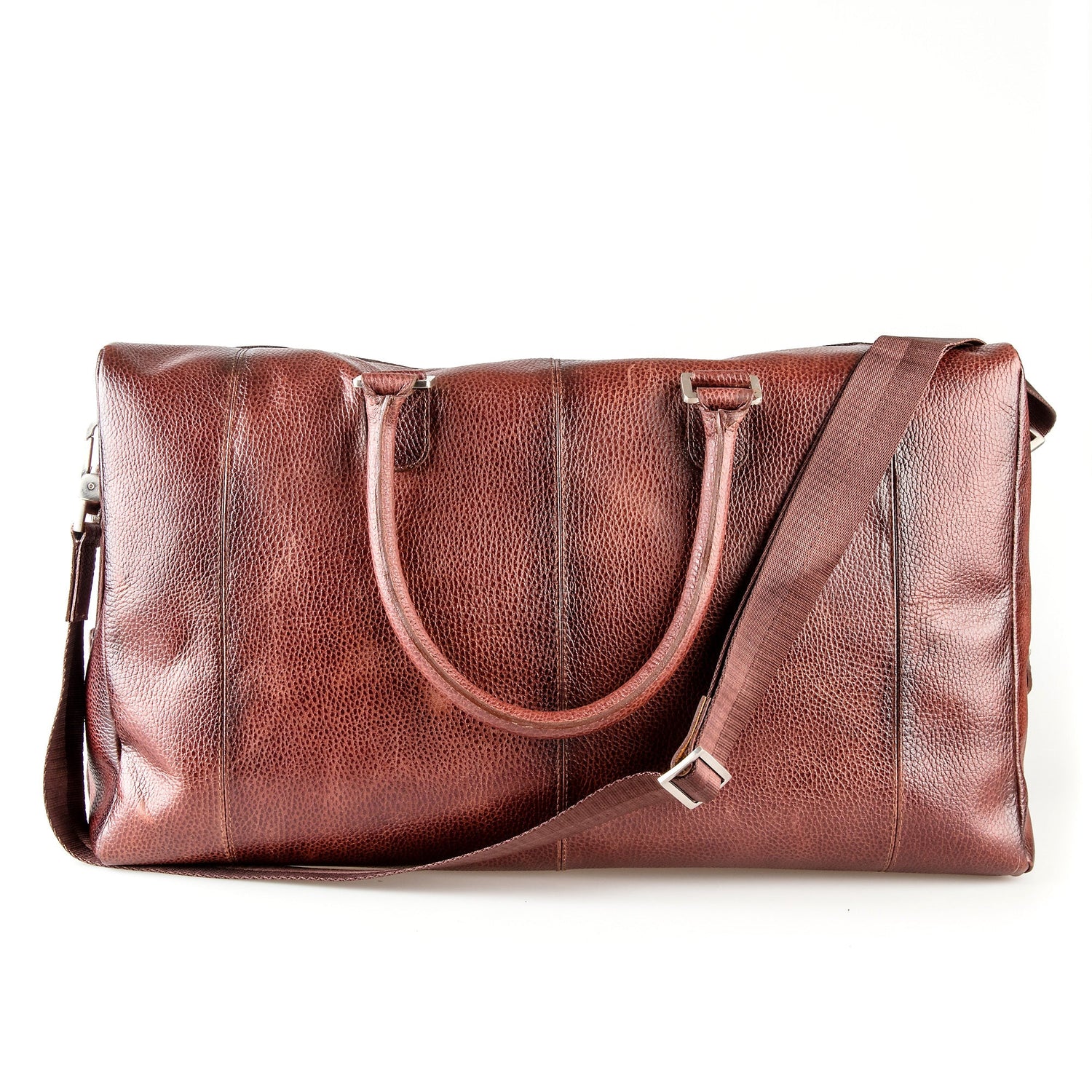 Fendrihan Pebbled Leather Travel Bag, Brandy Leather Bag Fendrihan 