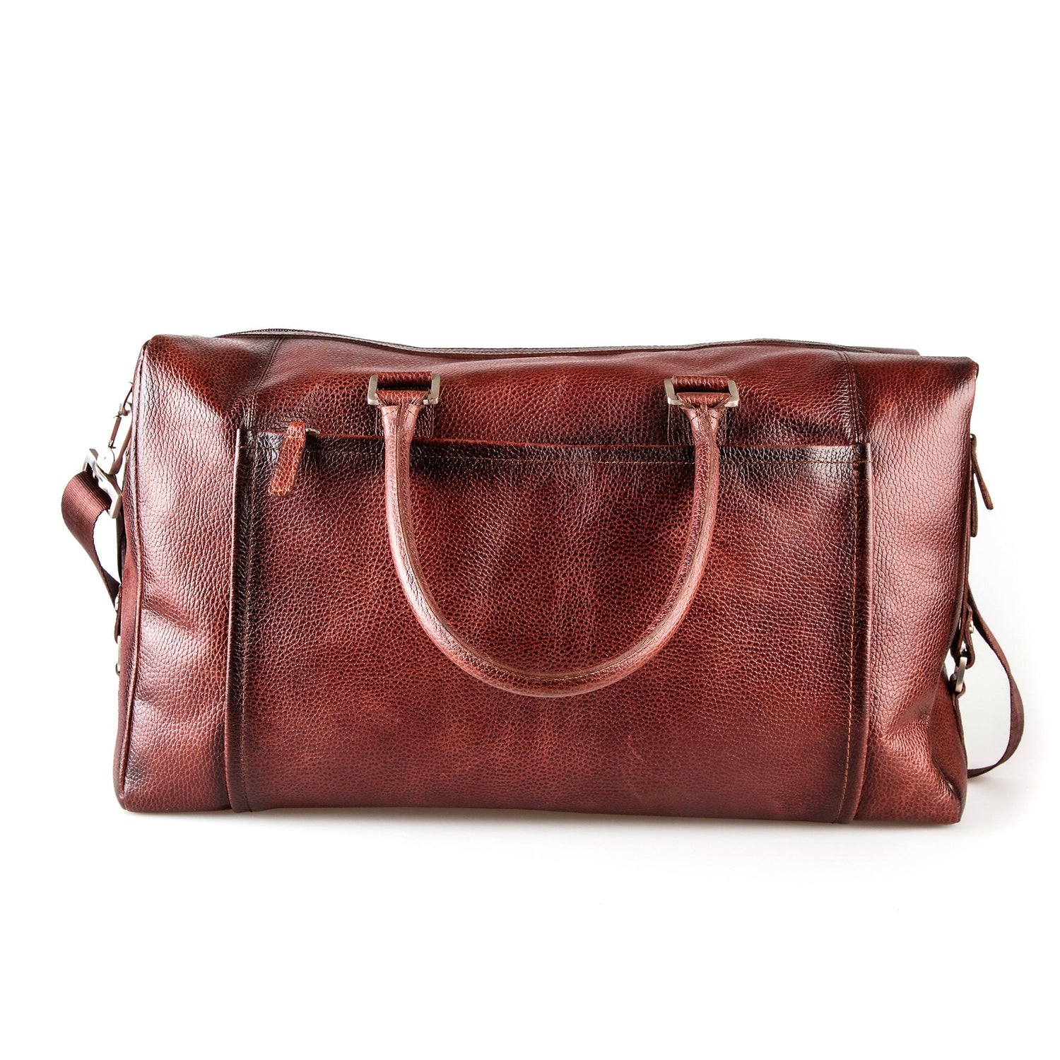 Fendrihan Pebbled Leather Travel Bag, Brandy Leather Bag Fendrihan 