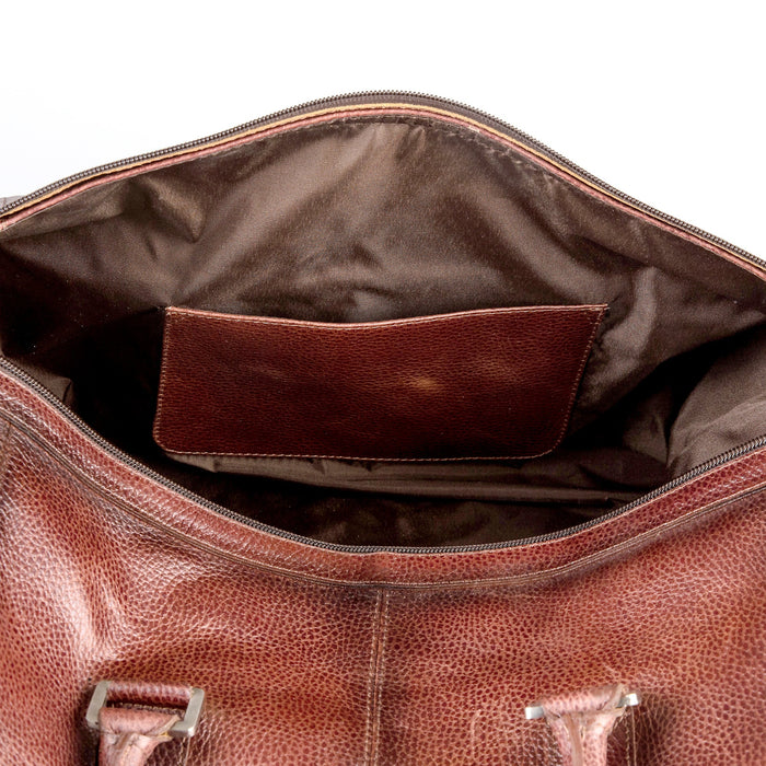Fendrihan Pebbled Leather Travel Bag, Brandy Leather Bag Fendrihan 