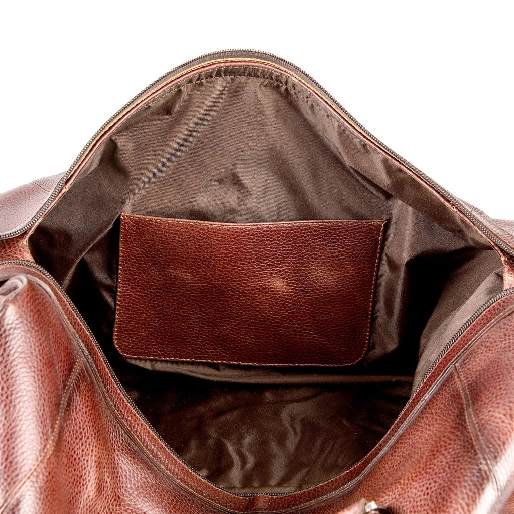 Fendrihan Pebbled Leather Travel Bag, Brandy Leather Bag Fendrihan 