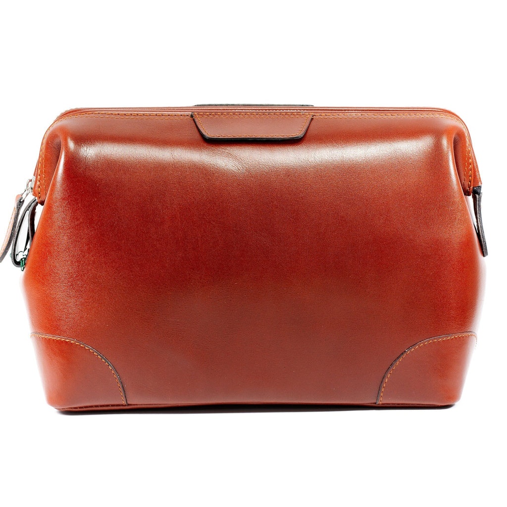 F. Hammann Leather Toiletry Bag with Metal Frame, Extra Large Toiletry Bag F. Hammann 