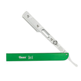 Focus Slim AL Aluminum Replaceable Blades Straight Razor, Made in Italy Shavette Focus Green 