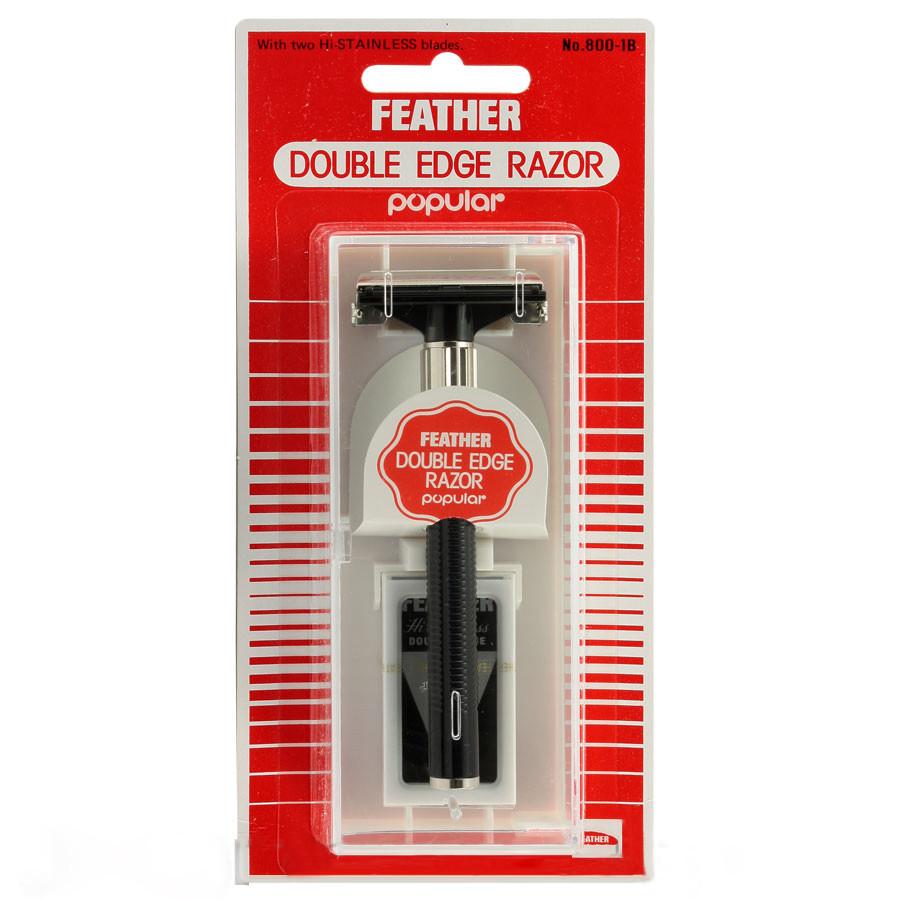 Feather Double-Edge Safety Razor, Butterfly Opening Double Edge Safety Razor Feather 