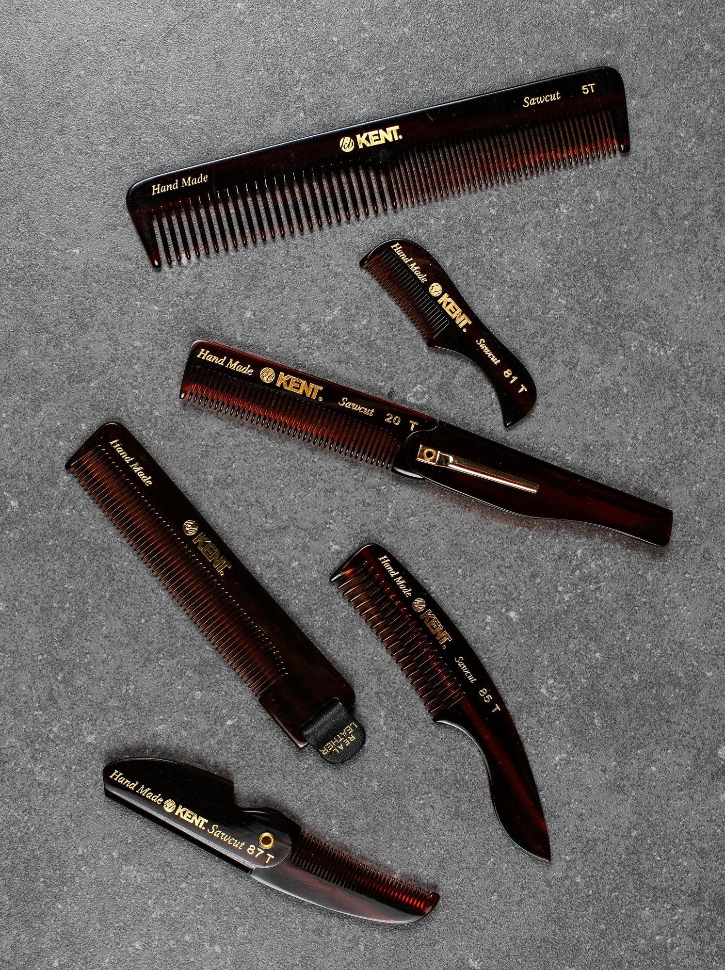 Kent 20T Hand-finished Folding Pocket Comb with Clip Comb Kent 