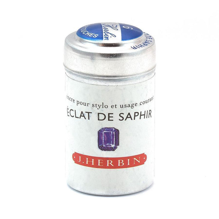 J. Herbin Fountain Pen Ink Cartridges, 6-Pack Tin Ink & Refill J. Herbin Sapphire Blue 