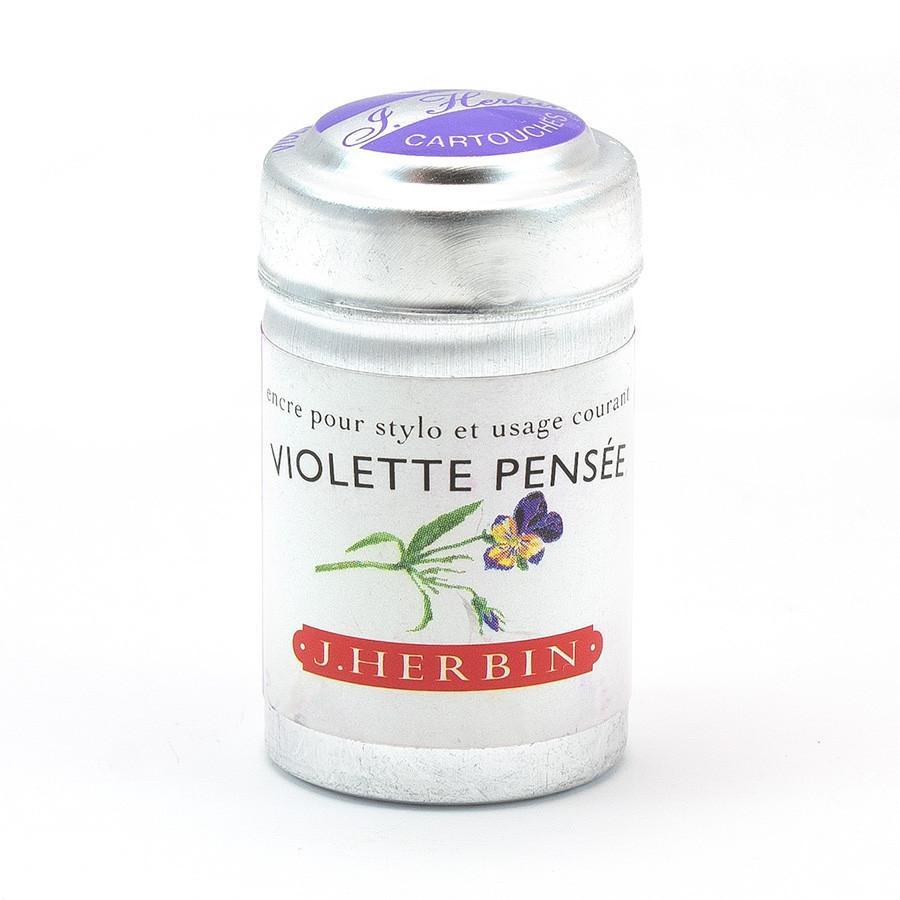 J. Herbin Fountain Pen Ink Cartridges, 6-Pack Tin Ink & Refill J. Herbin Violet Pansy 