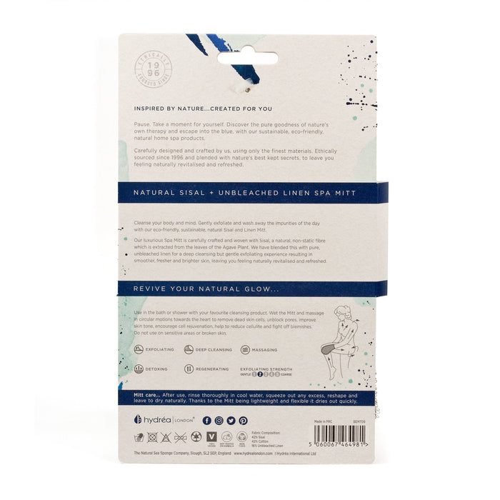 Hydrea London Sisal and Linen Exfoliating Spa Mitt Exfoliating Bath Mitt The Natural Sea Sponge Co 