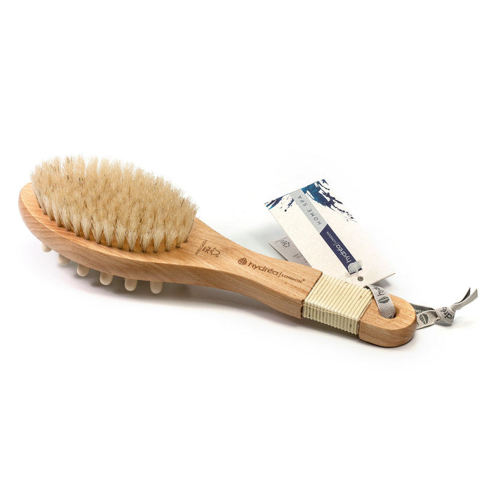 Hydrea London Pure Bristle Bath and Massage Brush, FSC Beechwood with Rubber Grip Bath Brush The Natural Sea Sponge Co 