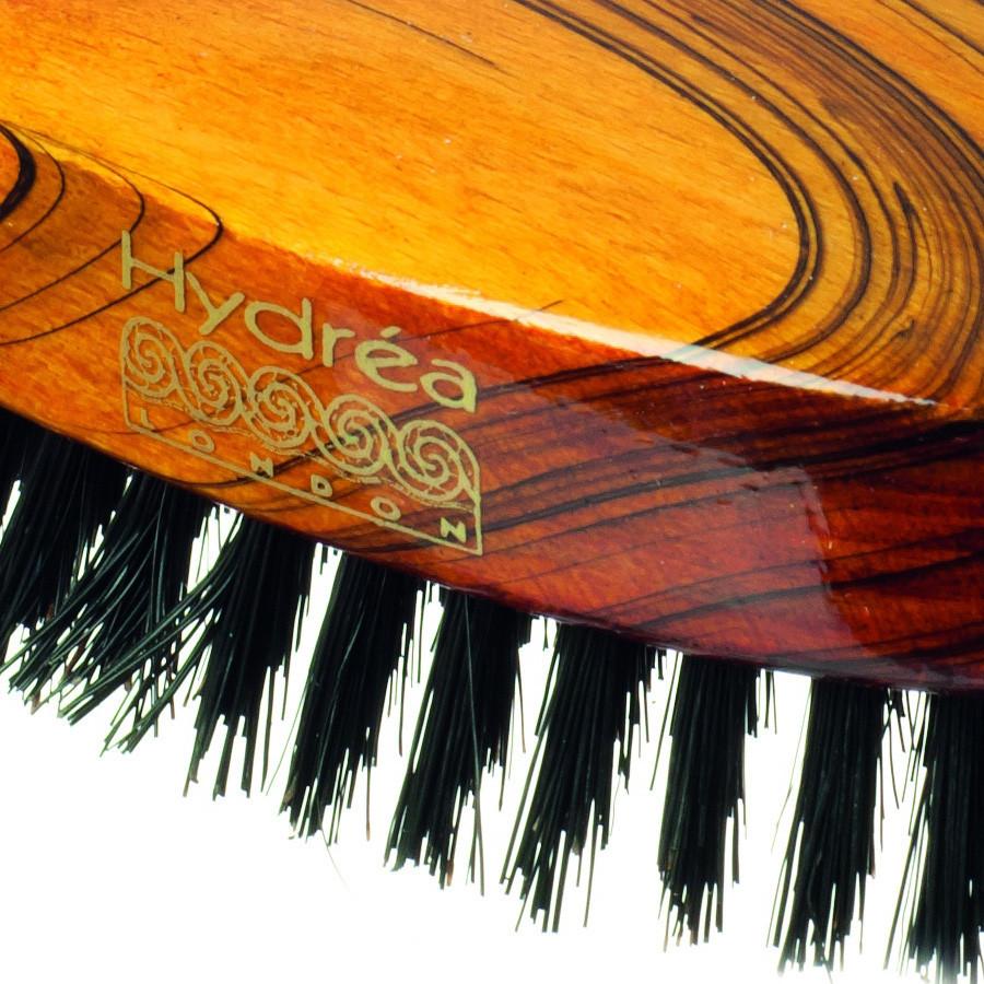 Hydrea London Military Hairbrush, Gloss-Finish Beechwood with Pure Black Boar Bristle Hair Brush The Natural Sea Sponge Co 