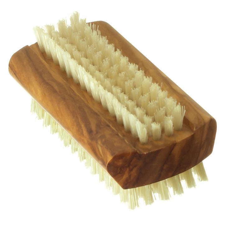 Hydrea London Dual-Sided Olive Wood Nail Brush with Pure Bristle, Large Nail Brush The Natural Sea Sponge Co 