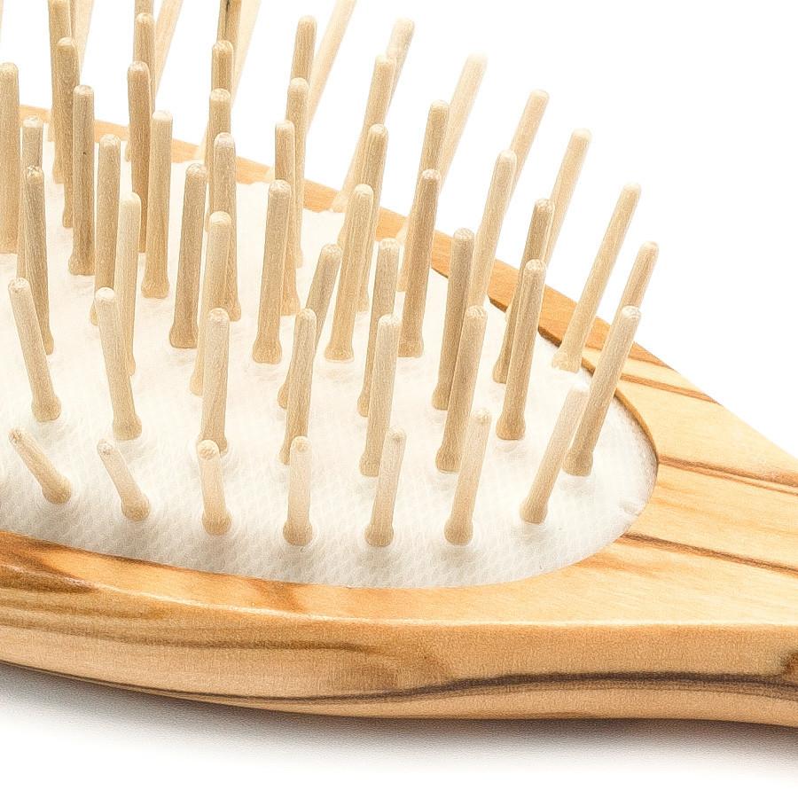 Hydrea London Olive Wood Oval Hair Brush With Olive Wood Pins and Rubber Cushion Hair Brush The Natural Sea Sponge Co 