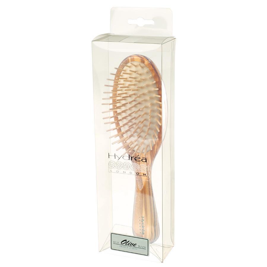 Hydrea London Olive Wood Oval Hair Brush With Olive Wood Pins and Rubber Cushion Hair Brush The Natural Sea Sponge Co 