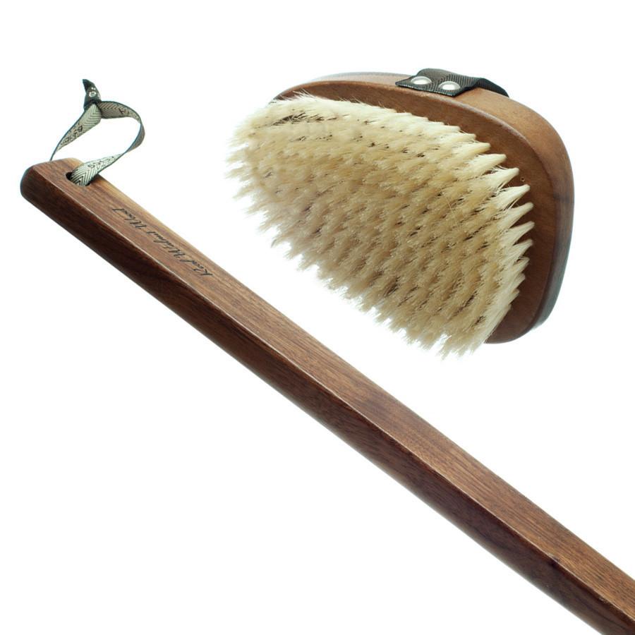 Hydrea London Natural Bristle Bath Brush, Walnut Wood Detachable Handle Bath Brush The Natural Sea Sponge Co 