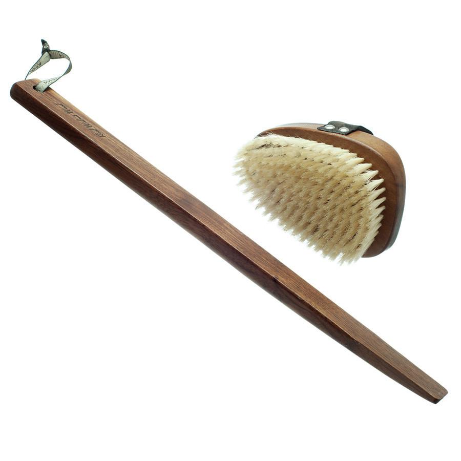 Hydrea London Natural Bristle Bath Brush, Walnut Wood Detachable Handle Bath Brush The Natural Sea Sponge Co 