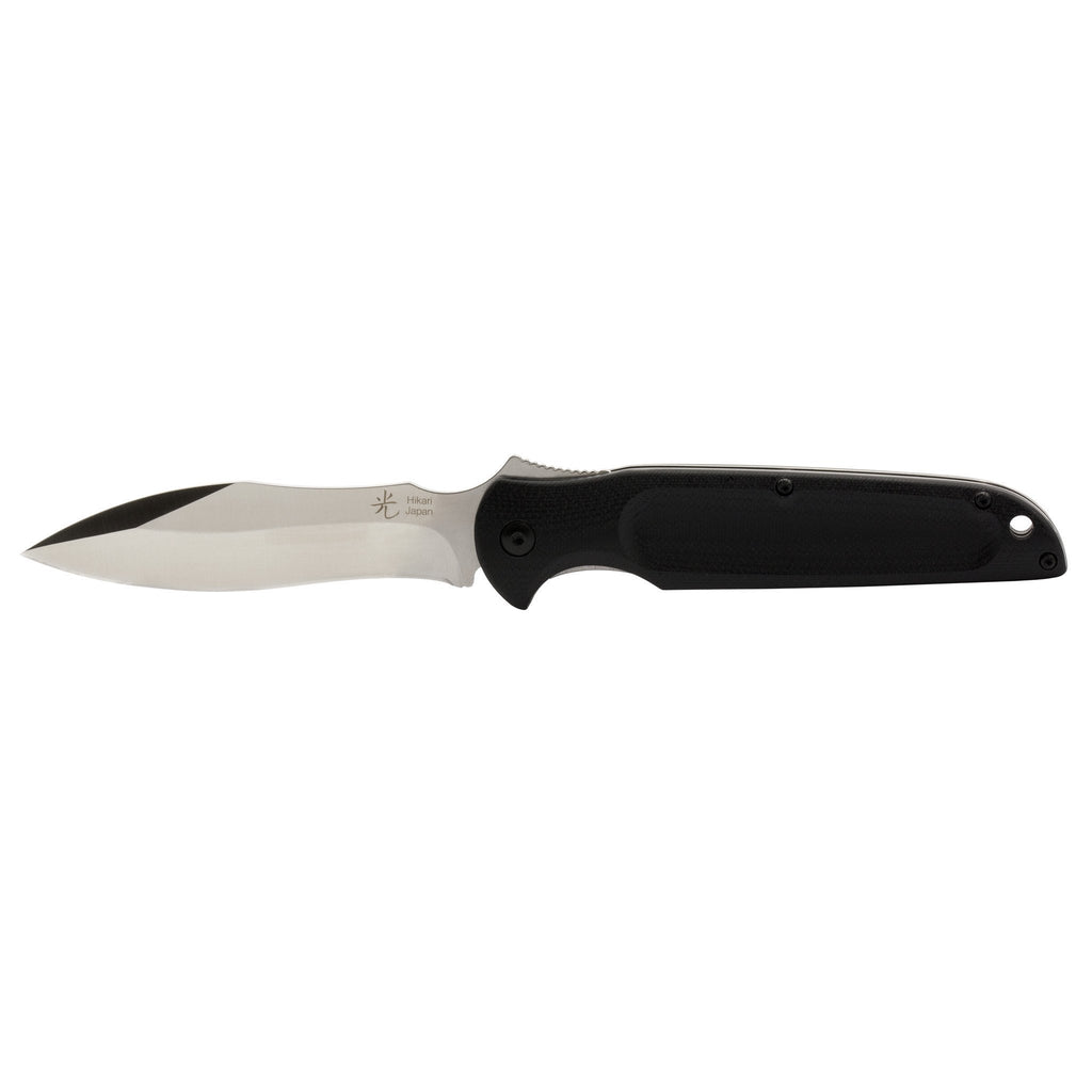 Hikari Higo Style D2 Steel Folding Knife, Black G10 Handle Pocket Knife Japanese Exclusives 