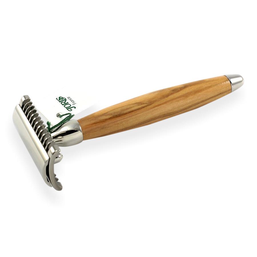 Joris Palladium Plated Classic Double-Edge Safety Razor, Olivewood Handle Double Edge Safety Razor Plisson - Joris 