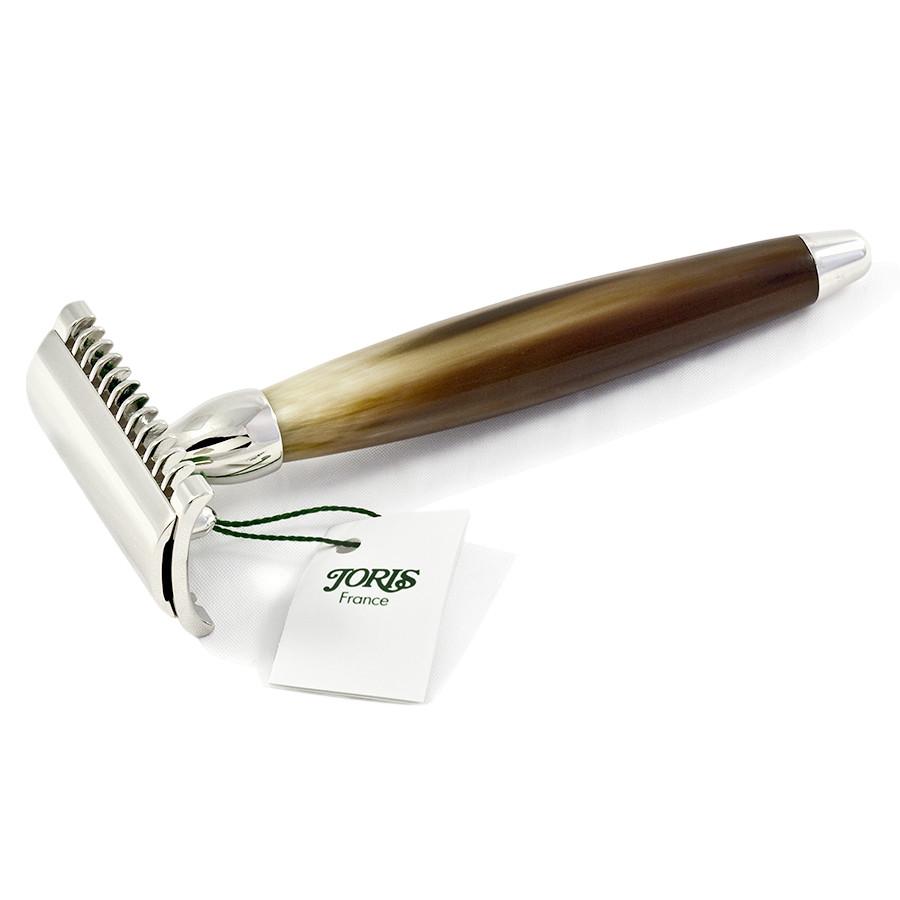 Joris Palladium Plated Classic Double-Edge Safety Razor, Genuine Horn Handle Double Edge Safety Razor Plisson - Joris 