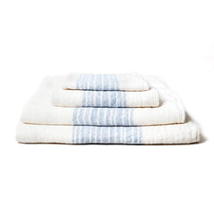 Kontex Flax Line Organic Towel, Ivory with Stripes Bath Towel Japanese Exclusives Washcloth (35 x 35 cm) Blue 