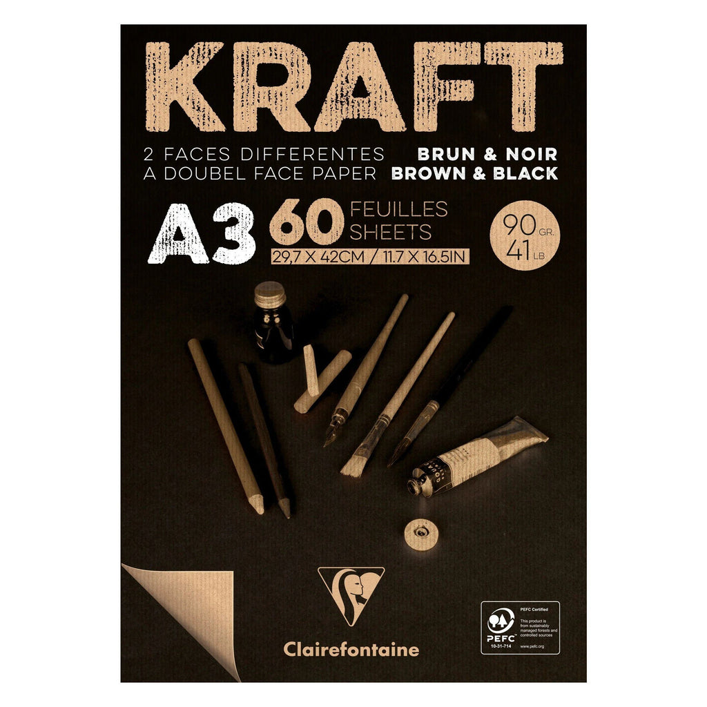 Clairefontaine Black & Brown A3 Kraft Paper Notepad Clairefontaine 