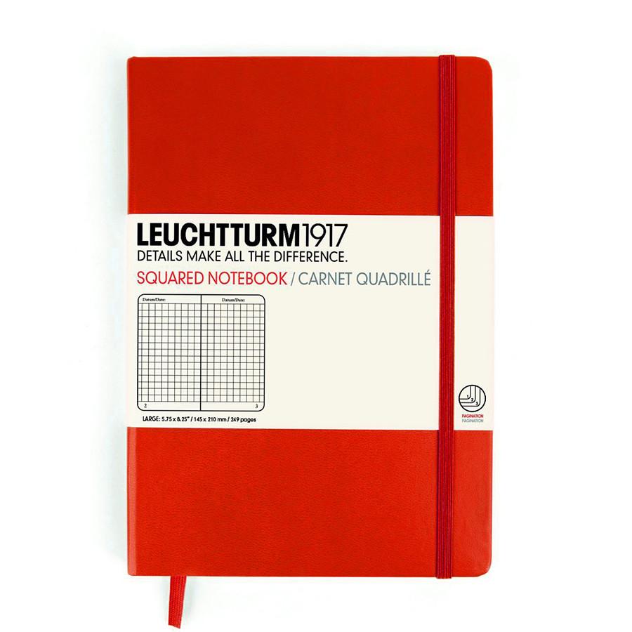 Leuchtturm1917 Medium Hard Cover Notebook, Red, Squared Notebook Leuchtturm1917 