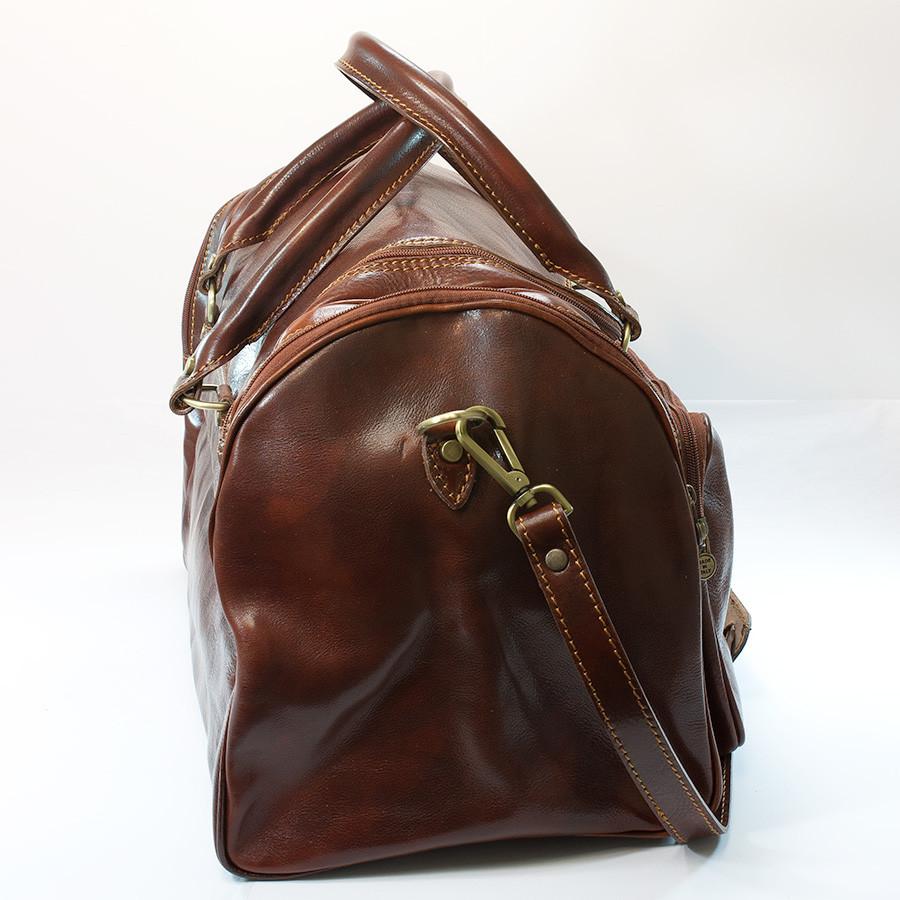 Manufactus Nerone Medium-Size Leather Duffle Bag, Tobacco Leather Bag Manufactus by Luca Natalizia 