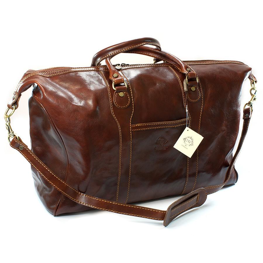 Manufactus Impero Large-Size Leather Travel Bag, Tobacco