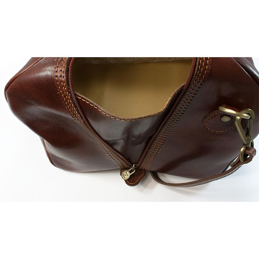 Manufactus Cesare Medium-Size Leather Travel Bag, Tobacco Leather Bag Manufactus by Luca Natalizia 